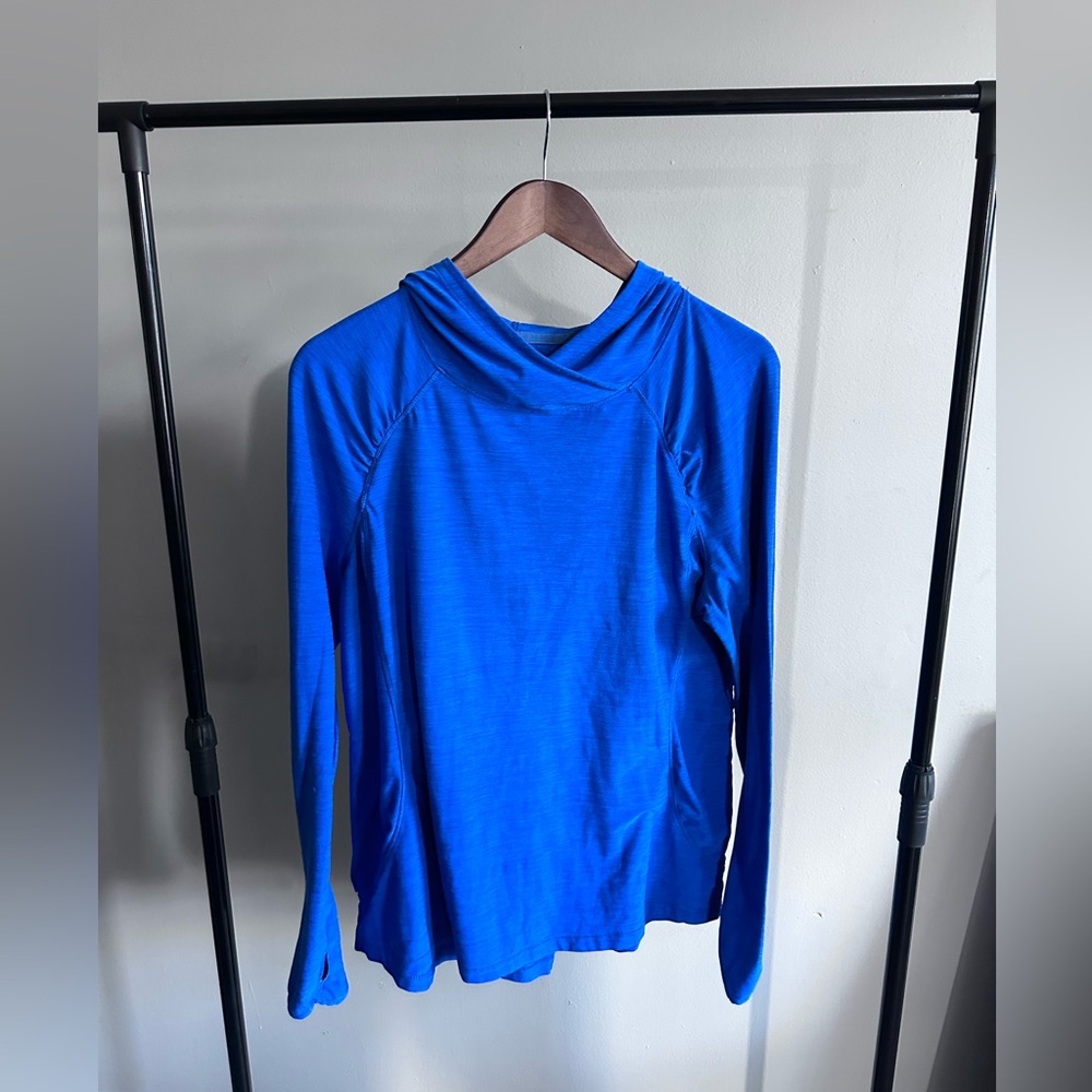 Danskin Long Sleeve Pullover Hooded Athletic Shirt – Size Large | Royal Blue - Picture 2 of 13